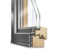 Fenêtre bois-alu 150x100 cm, Pin Clair 325, IDEALU Classicline IV 68, configuration personnalisée