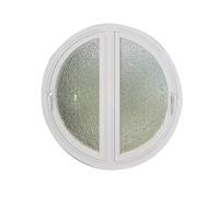 Fenêtre circulaire rotative à 90° pour abri de jardin - Double ouverture latérale en verre trempé ondulé blanc 90 cm pour une meilleure ventilation et style
