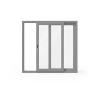 Fenêtre coulissante, aluminium, MB Slide, alu-blanc RAL 9006, 2 vantaux vantail gauche coulissant vantail droit fixe, 1000 x 600 mm