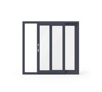 Fenêtre coulissante, aluminium, MB Slide, gris anthracite similaire RAL 7016, 2 vantaux vantail gauche coulissant vantail droit fixe, 1000 x 600 mm