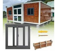 Fenêtre Coulissante Aluminium, Petite Fenêtre Pour Abri De Jardin, Remise, Poulailler, Avec Moustiquaire Et Verre Trempé, Durable Et Étanche(Dark gray,90x38cm)