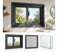 Fenêtre coulissante de sous-sol en aluminium avec écran, double vitrage transparent, design à double voie pour garage, abri de jardin, salle de bain, remplacement de maison mobile