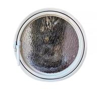 FenêTre Coulissante Fenêtre en verre ondulée avec hublot rotatif rond pour garage, maisonnette, décoration de pièce(40cm/15.7")
