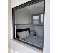 Fenêtre Coulissante Fenêtres à Double Vitrage pour Chambre à Coucher - Cadre en Aluminium, Grande Petite Fenêtre à Battants Verticaux en Verre Trempé, Fenêtre Extérieure Verrouillable pour Poulailler(