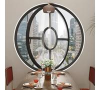 Fenêtre Coulissante Fenêtres de hangar rotatives à 360°, Hublot de Fenêtre de Remplacement Vitre en Verre Trempé Encastrée pour Intérieur et Extérieur(Black 2,80cm/31.5in)