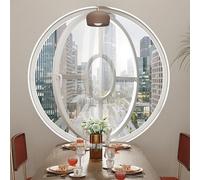 Fenêtre Coulissante Fenêtres de hangar rotatives à 360°, Hublot de Fenêtre de Remplacement Vitre en Verre Trempé Encastrée pour Intérieur et Extérieur(White 2,100cm/39.4in)