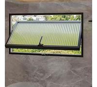 Fenêtre Coulissante Fenêtres de Hangar Rotatives à 360°, Vitre en Verre Trempé Encastrée avec Poignées, Fenêtre Décorative de Ventilation(Black B,60x50cm/23.6 * 19.7in)