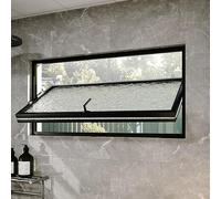Fenêtre Coulissante Fenêtres de Hangar Rotatives à 360°, Vitre en Verre Trempé Encastrée avec Poignées, Fenêtre Décorative de Ventilation(Black A,60x30cm/23.6 * 11.8in)