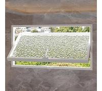 Fenêtre Coulissante Fenêtres de Hangar Rotatives à 360°, Vitre en Verre Trempé Encastrée avec Poignées, Fenêtre Décorative de Ventilation(White A,80x55cm/31.5 * 21.7in)