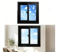 Fenêtre Coulissante Horizontale en Aluminium avec Verre Trempé | Installation Facile, Ventilation Optimisée, Usage Résidentiel, Sous-sol, Abri de Jardin（H*W）38*38cm(Black,80x54cm)