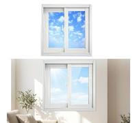 Fenêtre Coulissante Horizontale en Aluminium avec Verre Trempé | Installation Facile, Ventilation Optimisée, Usage Résidentiel, Sous-sol, Abri de Jardin（H*W）38*38cm(White,84x54cm)