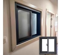 Fenêtre coulissante horizontale personnalisable en aluminium avec moustiquaire for sous-sol et ventilation de cuisine - Verre trempé de 5 mm(Black,29x28in)