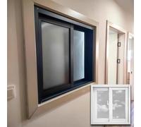 Fenêtre coulissante horizontale personnalisable en aluminium avec moustiquaire for sous-sol et ventilation de cuisine - Verre trempé de 5 mm(White,38x14in)