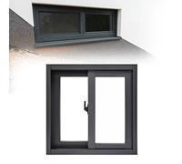 Fenêtre Coulissante Hublot de Fenêtre de Remplacement avec Poignées, Vitre en Verre Trempé Encastrée pour Intérieur et Extérieur(60 * 60cm/23.6 * 23.6in)