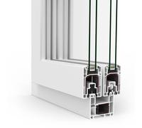 Fenêtre coulissante, pvc, Multi Slide, blanc, 2 vantaux vantail gauche coulissant vantail droit fixe, 900 x 600 mm