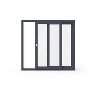 Fenêtre coulissante, pvc, Multi Slide, gris anthracite (similaire RAL 7016), 2 vantaux vantail gauche coulissant vantail droit fixe, 900 x 600 mm