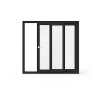 Fenêtre coulissante, pvc, Multi Slide, noir, Aludec Jet Black, 2 vantaux vantail gauche coulissant vantail droit fixe, 900 x 600 mm