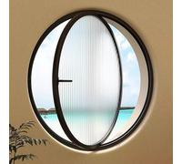 Fenêtre coulissante ronde rotative pour abri de jardin - Porte trémie de rechange en alliage d'aluminium avec hublot en verre d'intimité pour vitrine de jardin encastrée