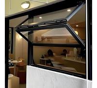 Fenêtre Coulissante Verticale avec Poignée de Verrouillage, Pliable en Aluminium pour Camions de Nourriture, Cafés, Fenêtre de Service en Verre,Personnalisée(34x38in/86x96cm)