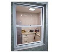 Fenêtre coulissante verticale en aluminium blanc pour cuisine/salle de bain/grenier - Ventilation avec verre transparent et moustiquaire (45 cm x 68 cm)