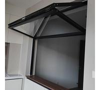 Fenêtre coulissante verticale pliante avec poignée pour camion de nourriture, support de concession, fenêtre de rechange en verre (noir, 80 x 95 cm)
