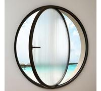 Fenêtre D'abri Ronde Encastrée, Hublot Rotatif 360° Avec Poignées, Fenêtres En Verre Trempé Rotatives Et Ventilées Pour La Salle De Bain,Cuisine,Jardin,Garage,Café,Sous-Sol Black,100cm/39.3inch