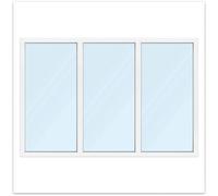 Fenêtre d'atelier en PVC, 3 vantaux, 300x150 cm ou sur mesure, vitrage fixe, double vitrage avec isolation thermique