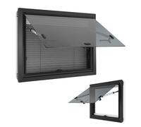 Fenêtre de camping-car 450 x 600 mm, avec grille de vol et store intégré, fenêtre d'exposition, impression extérieure, fenêtre latérale pour caravane et camping-car
