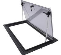 Fenêtre de caravane, angle d'ouverture maximal de 70°, protection solaire et moustiquaire intégrées, cadre en aluminium durable, noir