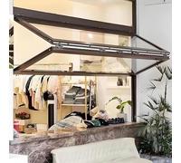 Fenêtre de concession coulissante pliante en aluminium - Fenêtre de service à double suspension avec verre renforcé et verrou de sécurité, taille personnalisée pour camions de nourriture, cafés