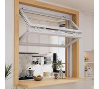 Fenêtre De Concession de Cuisine Pliable, Fenêtre Pliante vers Le Haut for Café, Fenêtre De Service À Cadre en Aluminium, Fenêtre À Guillotine Double, Personnalisable(White,110x80cm/43.3x31.5in)
