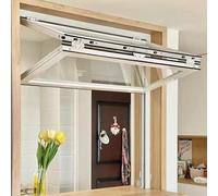 Fenêtre de concession en alliage d'aluminium, fenêtre de service coulissante verticale manuelle avec verre renforcé de 5 mm, montage encastré, pliable supérieur/inférieur, idéale pour la cuisine