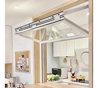 Fenêtre de concession extérieure 96,5 x 111,8 cm avec verre trempé de 5 mm, sans cadre inférieur, design coulissant durable pour la maison ou le travail (blanc)