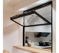 Fenêtre de concession pliante en aluminium avec verre trempé de 5 mm et verrou coulissant vertical pour café et support de fleurs, 61 x 91,4 cm (l x H)