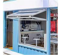 Fenêtre de concession pour camion de nourriture - Fenêtre coulissante en verre avec serrure à poignée, cadre en aluminium et verre trempé, fenêtre de service multifonction