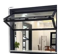 Fenêtre de concession sur mesure, Serrure de fenêtre de service pliante et coulissante à double guillotine, cadre en verre et aluminium noir, plusieurs tailles(WxH 40x24in/101.6x60.9cm)