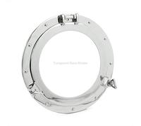 Fenêtre de hublot de bateau nautique enduite de nickel de qualité supérieure en aluminium revêtu de nickel d'argent! Miroir de décoration murale Maritime | Cadeau de Noël exclusif (15 pouces, fenêtre)