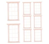 Fenêtre de Maison de poupée 1:12 Échelle 8pcs Cadre fenêtre Miniature en Bois Mini modèle Bricolage avec 12 grilles Meubles Maison poupée pour Accessoires