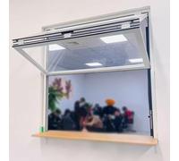 Fenêtre De Service À Cadre En Aluminium, Personnalisée Fenêtre Coulissante En Verre Trempé For Camion De Restauration, Fenêtre De Concession Pliante De Haut En Bas(White,90x90cm/35.4x35.4in)