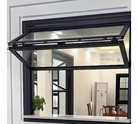 Fenêtre de service coulissante pliante en aluminium de qualité supérieure - Design à double suspension, verre renforcé et verrou de sécurité, taille personnalisée 90 x 70 cm pour camions alimentaires