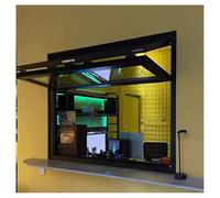 Fenêtre de service coulissante verticale - Fenêtre pliante encastrée pour camions et cafés - Verrou de sécurité 80 x 80 cm Idéal pour les unités de salle à manger et les points de vente (noir)