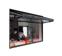 Fenêtre de service en alliage d'aluminium, design pliable double coulissant pour concessions mobiles, sécurité en verre trempé