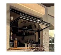 Fenêtre De Service Pliante De Haut En Bas, Cadre En Aluminium For Café, Service De Restauration Mobile, Unité De Restauration À Ouverture À 85 ° For Fleuriste(Black frame_(WXH)100x120cm)
