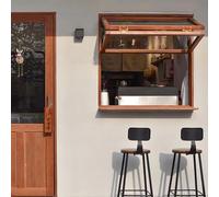Fenêtre de service pliante en verre trempé pour concessions fenêtres de cuisine coulissantes pour présentoirs de gâteaux et de collations, cafés et fleurs(WxH:34x36in/86x91cm)