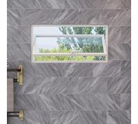 Fenêtre de sous-sol en verre trempé pivotant à 360° avec poignée réglable ventilation de salle de bain 71,1 x 71,1 cm Idéal pour salle de bain, chambre à coucher, salon (blanc)