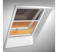 Fenêtre de toit avec moustiquaire, PVC, Roto R8, 54x78 cm, couleur intérieur Blanc, couleur extérieur gris signalisation (RAL 7043)