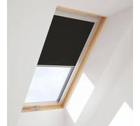Fenêtre de toit avec store occultant noir, Bois, RoofLite+ made by Velux Group, Slim Pine, 55 x 78 cm, couleur intérieur Pin, couleur extérieur similaire gris anthracite