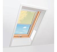 Fenêtre de toit avec store transparent beige, Bois, made by Roto, R4/7 Plus, 54x78 cm, couleur intérieur Pin, couleur extérieur similaire gris anthracite