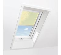 Fenêtre de toit avec store transparent beige; PVC, Ropal, R4/7, 55x78 cm, couleur intérieur Blanc, couleur extérieur gris signalisation (RAL 7043)