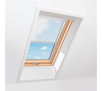 Fenêtre de toit avec store transparent blanc, Bois, made by Roto, R4/7 Plus, 54x78 cm, couleur intérieur Pin, couleur extérieur similaire gris anthracite